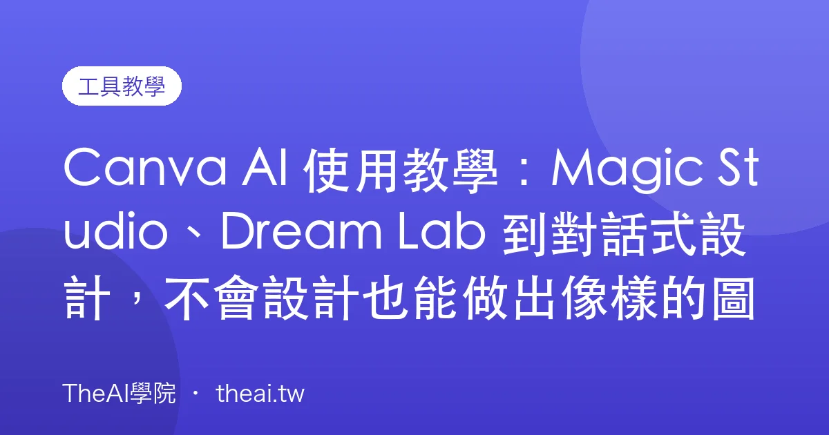 Canva AI 使用教學：Magic Studio、Dream Lab 到對話式設計，不會設計也能做出像樣的圖